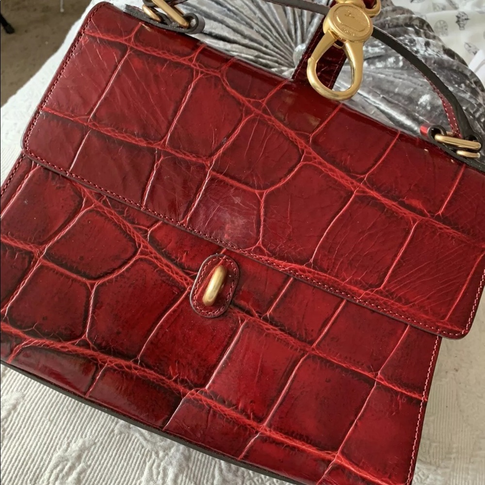 Pembrook Claire Croco Embossed Leather Satchel Bag